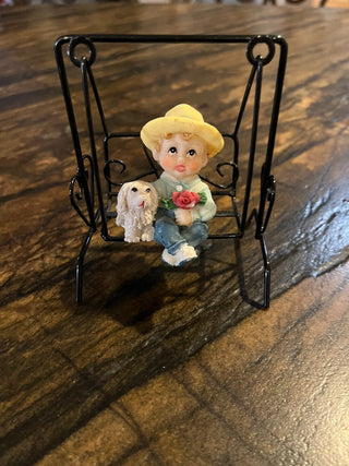K's Collection Country Boy Swinging With His Dog. RSV