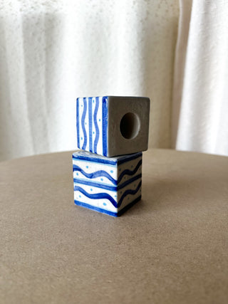 India Stoneware Candleholder (LZD - RSV)|65367