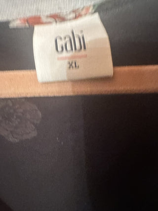 Cabi Garden Black Floral Chiffon Sheer Blouse Lined Women's XL #63 VV MTS|106392