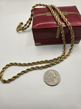 Monet goldtone rope chain necklace, vintage, RSV|110961