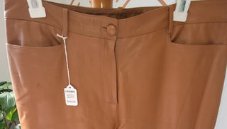 Italian RUFUS Brown Leather Pants Sz 10-12 MTS|125481
