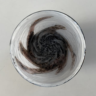 white and brown glass candle holder RSV