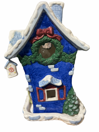 CHRISTMAS Cottage House Tealight Candle Holder-RSV|134576