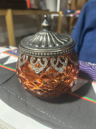 Copper glass jar w/ metal lid