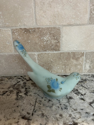 Vintage Fenton Blue Satin Glass Bird of Happiness - RCD|109130