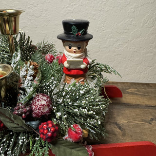 Vintage Christmas Sleigh Candleholder Centerpiece RCD|125364