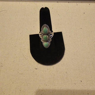 .925 cerillos 3 stone turquoise ring sz 8|92421