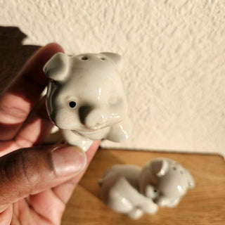 Vintage Porcelain Piggy Salt & Pepper Shakers - Set of 2 (BRI) - MTS|133513