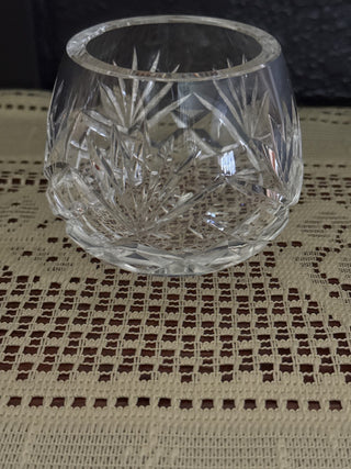 Vintage Crystal Cut Rose Bowl Votiveholder-RCD|98532