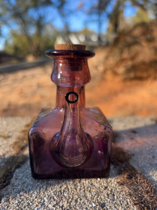 JP 3.5” BLOOMFIELD PURPLE AMETHYST GLASS TEA POT CRUET OIL VINEGAR BOTTLE