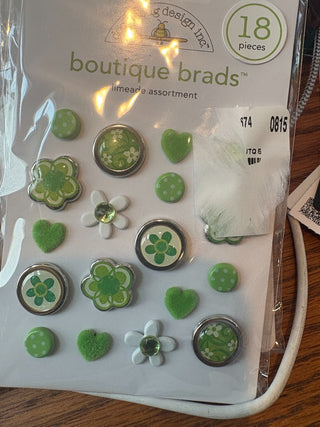 Boutique Brads - limeade assortment (green) 18 pieces