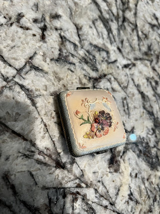 Antique French Limoges Trinket Box/Compact with Mirror RCD