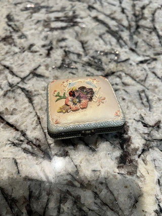 Antique French Limoges Trinket Box/Compact with Mirror RCD