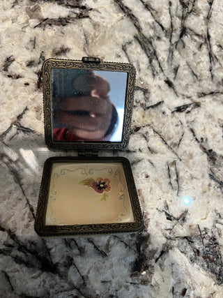 Antique French Limoges Trinket Box/Compact with Mirror RCD