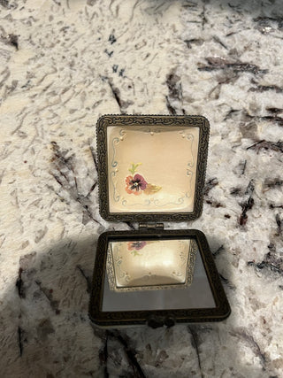 Antique French Limoges Trinket Box/Compact with Mirror RCD
