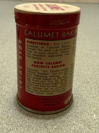 vintage calumet trial size baking powder tin RSV