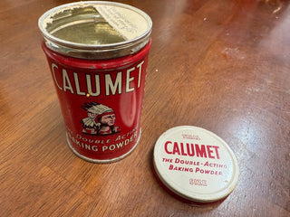 vintage calumet trial size baking powder tin RSV