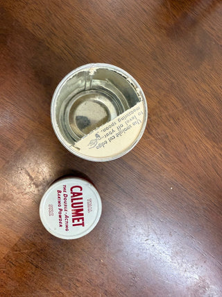 vintage calumet trial size baking powder tin RSV