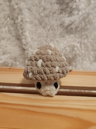 Mushroom Fidget Popper: Crocheted tan, cream colored