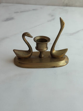 MCM Brass Swan Candlestick Holder|96534