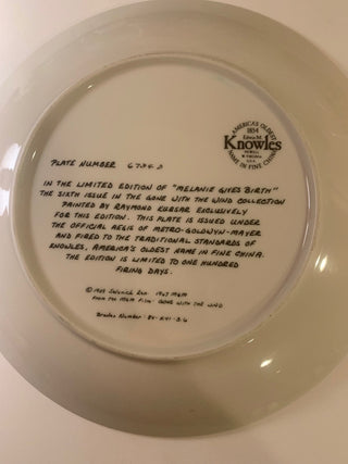 Collector plate Gone with the Wind, Birth MTS