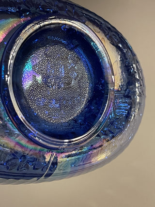 8" L.E. Smith Glass Blue Carnival Glass Oval Dish--SP MTS