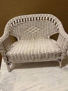 #2778 White Wicker Doll Bench RSV