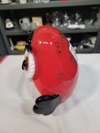 GCA Art Glass Owl, Red White & Black RCD|81989