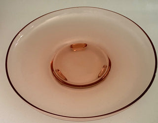vintage pink depression glass footed bowl rsv