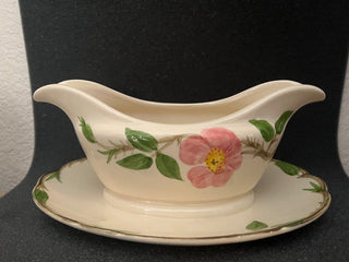 PRICE REDUCTION!  PREVIOUSLY $45 - FRANCISCAN VINTAGE DESERT ROSE GRAVY BOAT WITH UNDER PLATE USA EXCELLENT CONDITION NO CRACKS OR CHIPS (KJS) RCD