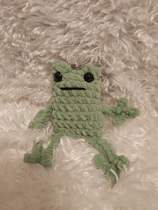 Frog: Crocheted green. 5.5" tall.