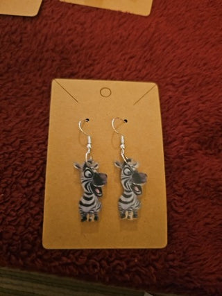 Cartoon Laughing Zebra Earrings
