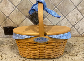 #62 VV Vintage Longaberger Collectors Club Century Celebration Basket w Tie on Happy Hanukkah MTS