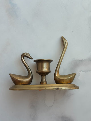 MCM Brass Swan Candlestick Holder|96533