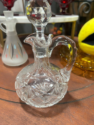 Antique cut glass cruet w/ handle and stopper