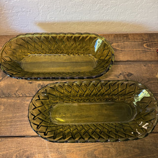 Vtg Indiana Glass Avocado Green Relish Dish MTS|125380