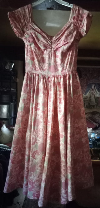 50s Jerry Gilden cotton print dress, S/M. MTS|92835