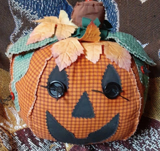 Folk Art Vintage Primitive Stuffed Fabrick Jack O'Lantern Pumpkin Decoration #47 VV MTS|117605