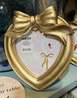 Gold Heart Shaped Frame with Bow RCD