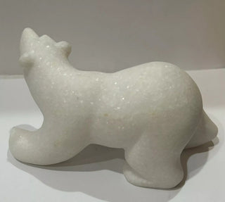 #62 VV Canadian white Marble Polar Bear Hand carved figurine MTS|61019