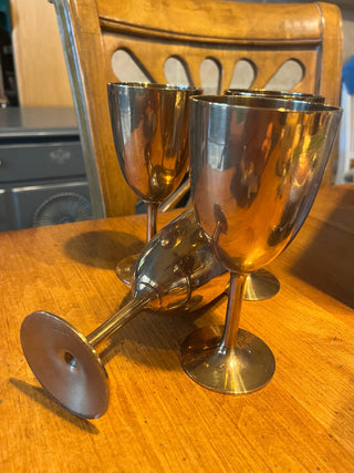Vintage Thailand Bronze Goblet or Wine Glass RSV