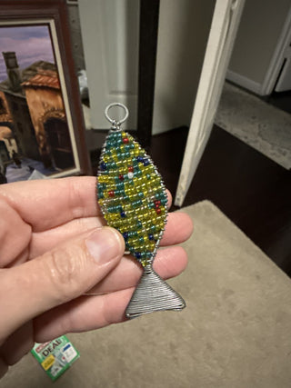 Beaded fish keychain