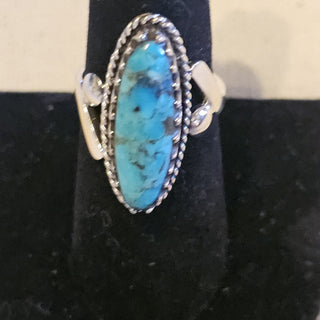 .925  kingman signed turquoise ring sz 8