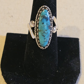 .925  kingman signed turquoise ring sz 8