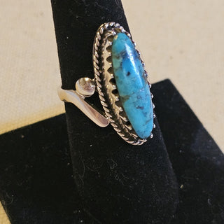 .925  kingman signed turquoise ring sz 8