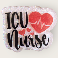 Badge Reel Charm: ICU Nurse with Hearts|62354