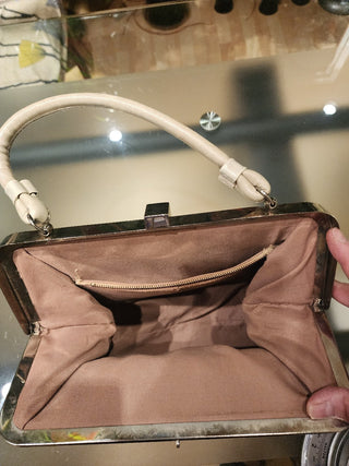 1960s Purse Vinyl Ivory w/ buckles RSV