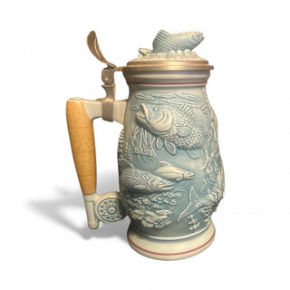Avon Vintage 1990's Blue Fishing Stein Trout Bass Pike Bonefish Salmon Blue Gill #47 VV MTS|135542