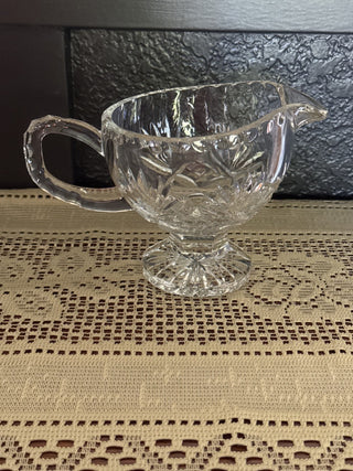 Vintage Polish Heavy Cut Crystal Round Footed Gravy Boat - RCD