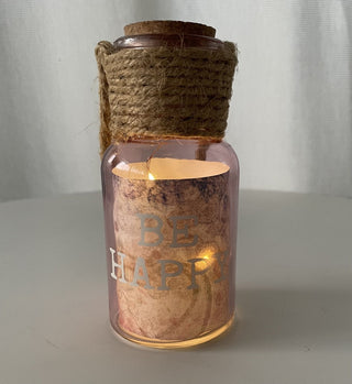Glass Jar with cork lid, Be Happy RSV